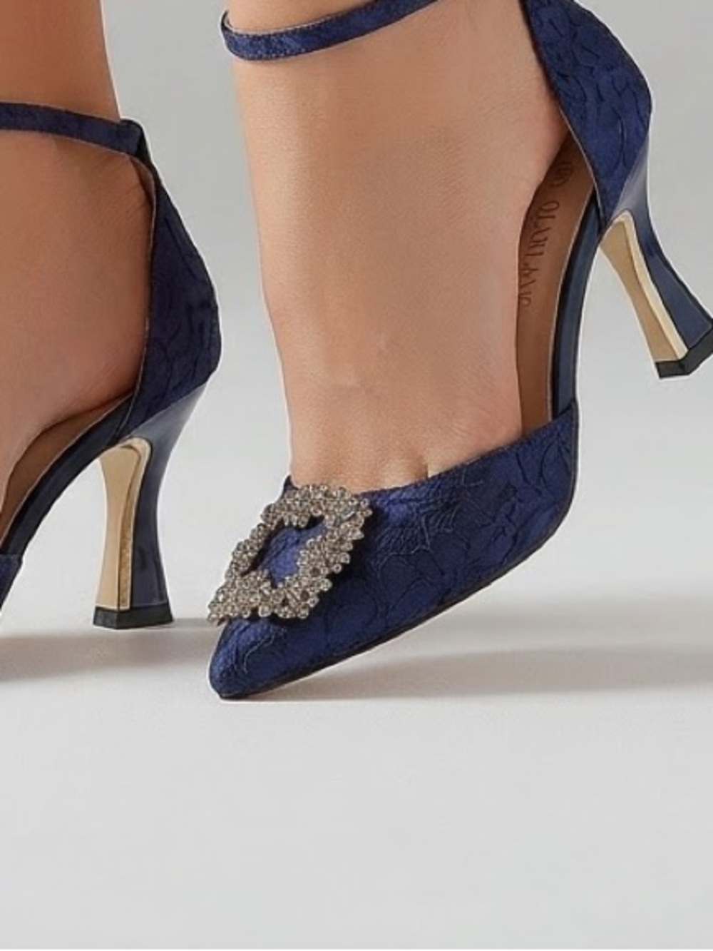 Royal blue fabric shoes with buckle